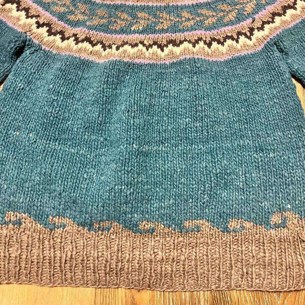 VTG Del Mundo Ecuador 100% Wool Fair Isle Handmade Crewnck Sweater Nordic Aztec - Picture 3 of 9